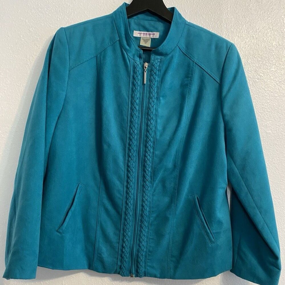 Allison Daley 12 P Blue Softshell Full Zip Up Lined Jacket Pockets C19 Very Soft